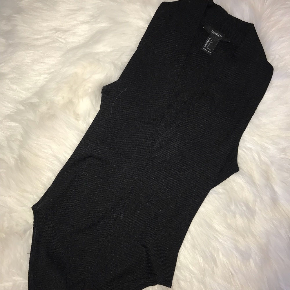 Forever 21 Deep V Neck Black Body Suit